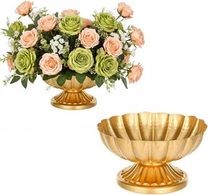 2PCS Vintage Gold Compote Vases 7.08 x 3.9 for Wedding Table Centerpieces