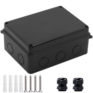 Electrical Box, Outdoor Waterproof Box IP65 Junction Box with Reserved Holes,ABS Plastic Project Box Power Cord Enclosure Black Outer Size 5.9 x 4.3 x 2.8 inch(150x110x70mm)