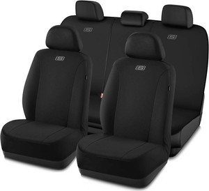 $40 Skechers Seat Covers, Premium Breathable Polyester Car Seat Covers, Car Seat Covers Full Set Airbag Compatible, Automotive Comfort for Most Cars, Vans, Trucks, SUVs (Full Set,Black)