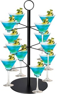 $20 Cocktail Tree Stand for Drinks, Metal Drink Tower 3 Tiers 12 Holders Champagne Tower for Bar Stand Parties Martini Margarita Cups