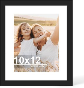 Hongkee 10x12 Picture Frame with Real Glass Wood Frame, 1 Pack (Mat 8x10)