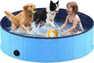 $38 Foldable Dog Pool, Collapsible Dog Swimming Pool Hard Plastic Portable Pets Bath Tub for Dogs and Cats, Pet Wading Pool for Indoor Outdoor Backyard