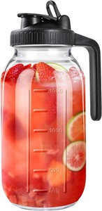 64oz Mason Jar Pitcher, Airtight & Leakproof Glass Pitcher with Lid