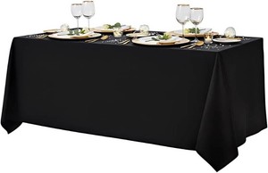 $20 Surmente 90x132 Inch Black Tablecloth for 6-8 Foot Rectangle Tables