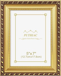 puthiac 5x7 Gold Picture Frame, Ornate Vintage Photo Frame