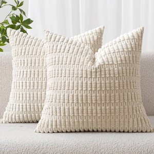 $22 MIULEE Euro Sham Corduroy Decorative Throw Pillow Covers 22x22 Cream White