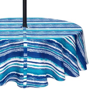YiHomer Indoor Outdoor Tabletop for Spring Summer Decorations, Picnics and Dinner Parties - Stain and Water Resistant, Crayon Art (Ocean), Zipper Tablecloth, 60 Round with Umbrella Hole