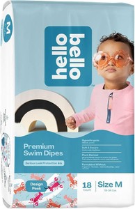 Hello Bello Premium Swim Diapers, Size M (18-34 lbs), Cute Extra-Bright Lobster Designs, 18 Count Jumbo Pack