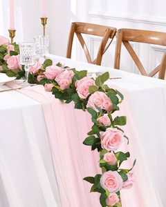 $24 4Pcs Flower Garland Fake Vines, 26.4Ft Realistic Rose Floral Garland, Pink