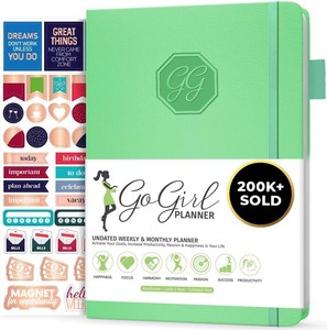 GoGirl Planner for Women, Undated Weekly Agenda Journal, Mint Green