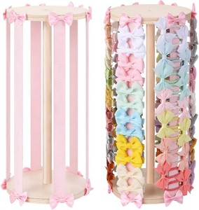 POVETIRE Bow Holder for Girls Hair Bows Hair Bow Organizer Pink Wood (missing hardware)