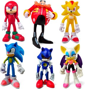 $24 Toysvill Sonic the Hedgehog Big Action Figures (Set of 6 pcs), Collection Toys, Birthday Cake Decoration Party Supplies Cake Topper