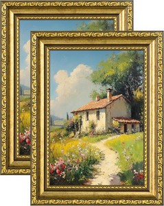 eletecpro 5x7 Vintage Picture Frame, Glass Cover, Gold, 2-Pack