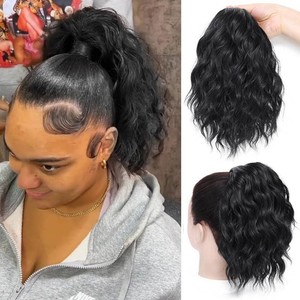 Ponytail Extension,12 Inch Black Drawstring Ponytail Hair Extensions