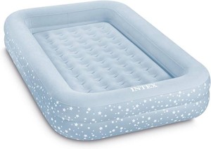 $42 Intex 66810FL Inflatable Kidz Travel Bed Set, Includes Hand Pump and Carry Bag, Removable Mattress, Quick Inflation, Indoor Use, 42in x 66in x 10in, Blue with Star Print Frame