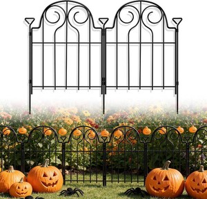 $50 Decorative Garden Fence 17in x 20ft,20 Panels,Metal Halloween Fence Black