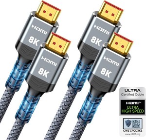 Highwings 8K HDMI 2.1 Cable 2-Pack 6.6FT, Certified 48Gbps Ultra High Speed