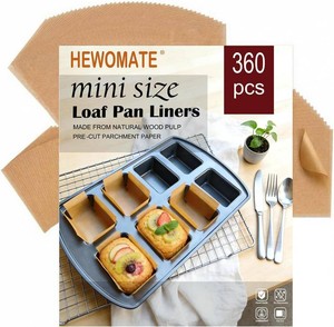 360 Pcs Unbleached Mini Loaf Pan Liners 3.28x2.5 inch, Non-Stick Mini Bread Loaf Liners with Lift Tabs, Precut Small Parchment Paper Loaf Pan Liners for Baking