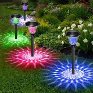 $56 Beau Jardin 8 Pack Solar Pathway Lights Outdoor Solar Powered Light Waterproof Glass High Lumen for Garden Landscape Path Yard Walkway Patio Driveway Outside White Color Changing Black