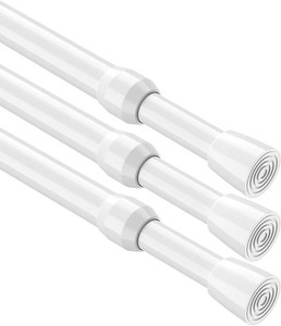 $21 MEXAU 3Pack Spring Tension Curtain Rod 26-39 inch White Small Tension Rod