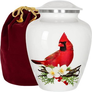 $60 Trupoint Memorials Cremation Urns for Human Ashes, Decorative Burial Urn for Adult Men & Women   Large, Red Cardinal