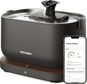 $60 PETLIBRO Cat Water Fountain, App Monitoring Pet Fountains for Cats Indoor with Stainless Steel Tray, 2.5L84oz Dockstream Automatic Water Dispenser for Drinking, 2.4G Wi-Fi Smart Bowl Inside