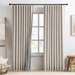 $66 RAIN CITY Extra Wide Patio Door Curtains 2 Panels,Linen Beige 70x84-in