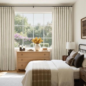 $73 TWODRAPES 60 Inch Width 96 Inches Long Linen Pinch Pleated Curtains 1 Panel