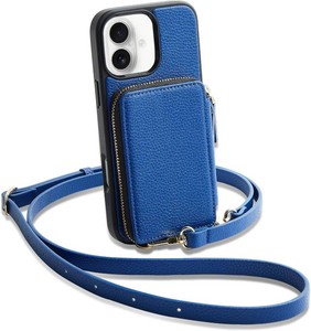 $33 ZVE for iPhone 17 Wallet Case with Card Holder, Crossbody Zipper Leather Phone Cover with Wrist Strap 6.3 Navy Blue
