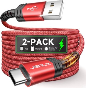 JSAUX for iPhone 18 17 Pro Charger Cable, 3.3ft6.6ft, USB to USB C-Red