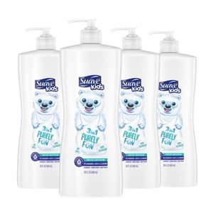 $32 Suave Kids 3-in-1 Shampoo Conditioner Body Wash Purely Fun Makes Bath Time Quick and Easy, Paraben Free and Dermatologist Tested Kids Shampoo 3 in 1 Formula 28 Fl Oz (Pack of 4)