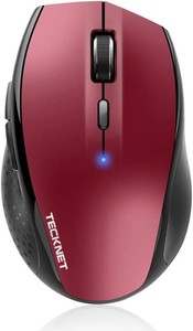 TECKNET Bluetooth Mouse, 4800 DPI Computer Mouse, 2-Year Battery Wireless Mouse 6 Adjustable DPI, 6 Buttons Compatible with LaptopWindowsComputer(Red)