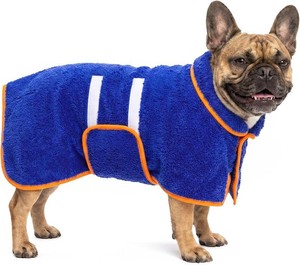 Dog Bathrobe, Super Absorbent for Small to Large Dogs, Dark Blue M