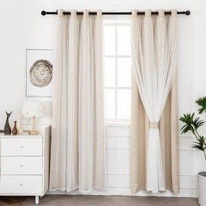 $37 INLINAS Blackout Curtains with Sheer Overlay, Beige, 52x84 Inches