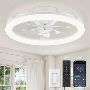 $53 LEDIARY 20 Ceiling Fans with Lights and Remote for Bedroom, White