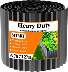 $39 MTART Corrugated Metal Edging for Landscaping, Sturdy Garden Edging Border for Flower Bed, Lawn and Landscape Edging (Black, 5.5 80Ft)