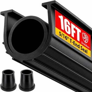 $22 Jin&Bao Garage Door Bottom Rubber Seal 516 T-End 16FT & 2 End Plugs Black
