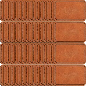 Dunzy 60 Pcs Blank Leather Hat Patch, Khaki, 3 x 2 Inch