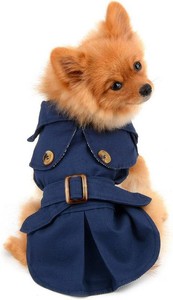 PAIDEFUL Trench Coat for Small Dogs, Blue, M