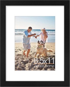 decorUhome 8.5 by 11 Picture Frame Fits 6x8 Photos with Mat, Black