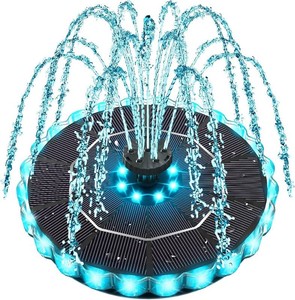 $20 Yzert Solar Fountain Colorful Ring Lights, 2026 3.5W Solar Water Fountain with 2000mah Battery, Solar Fountain Pump for Bird Bath, Pond, Pool, Outdoor