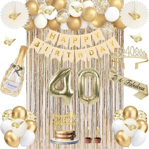 $20 Juesly 40th Birthday Decorations for Women Champagne Gold 51pcs