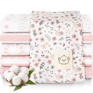Organic Burp Cloths Baby Boy Girl, 6pk Large Burping Cloths (Sweet Charm)