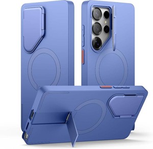 $32 SURITCH for Samsung Galaxy S25 Ultra Phone Case, Magnetic Shockproof Bumper Case Slim Protective Cover with Camera Cover & Adjustable Metal Kickstand for Galaxy S25 Ultra (2025)-Starlight Blue