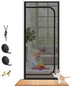 $21 Dixutzi Reinforced Cat Screen Door Fits Door Size 30x 80, Heavy Duty Pets Proof Screen Door with Zipper, Prevent Dogs Cats Running Out from Home (Black Left-U)