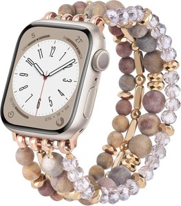 VISOOM Beaded Boho Bracelet Compatible for Apple Watch Band 40mm38mm41mm42mm Iwatch Series 11 10 9 8 7 SE Series 654 Women Fashion Cute Handmade Crystal Beads Watch Strap for iPhone Bands 321