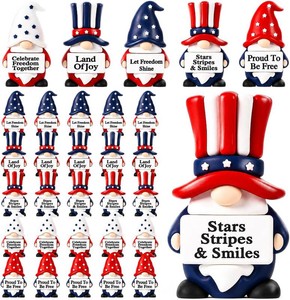 Gejoy 25 Pcs Mini Rubber Patriotic Gnome Toys Positive Mini Gnome Figures