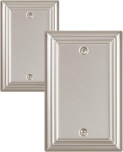 Switch Plates Outlet Covers, 2-Pack Metal Wall Plates, Satin Nickel