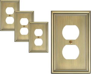 4-Pack Zinc Alloy Single Duplex Outlet Cover Plate, Solid Receptacle Cover