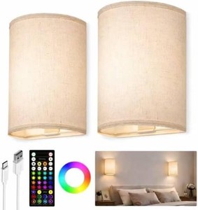 $43 EZVALO Battery Operated Wall Sconce Set of Two with Remote, Wall Lights